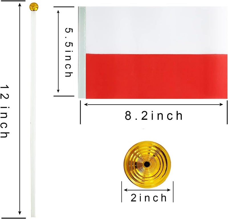 WXTWK 12 Pack Poland Flag Polish Desk Flag Small Mini Polish Table Flags With Stand Base,Home Office Festival Events Celebration Decorations - Image 2